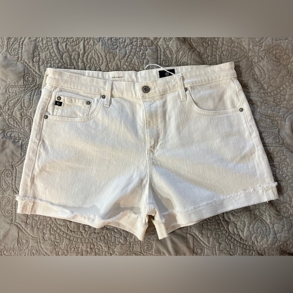 NWT AG Hailey Ex Boyfriend Roll-up Cuffed White Denim Shorts Size 32 - Picture 7 of 15